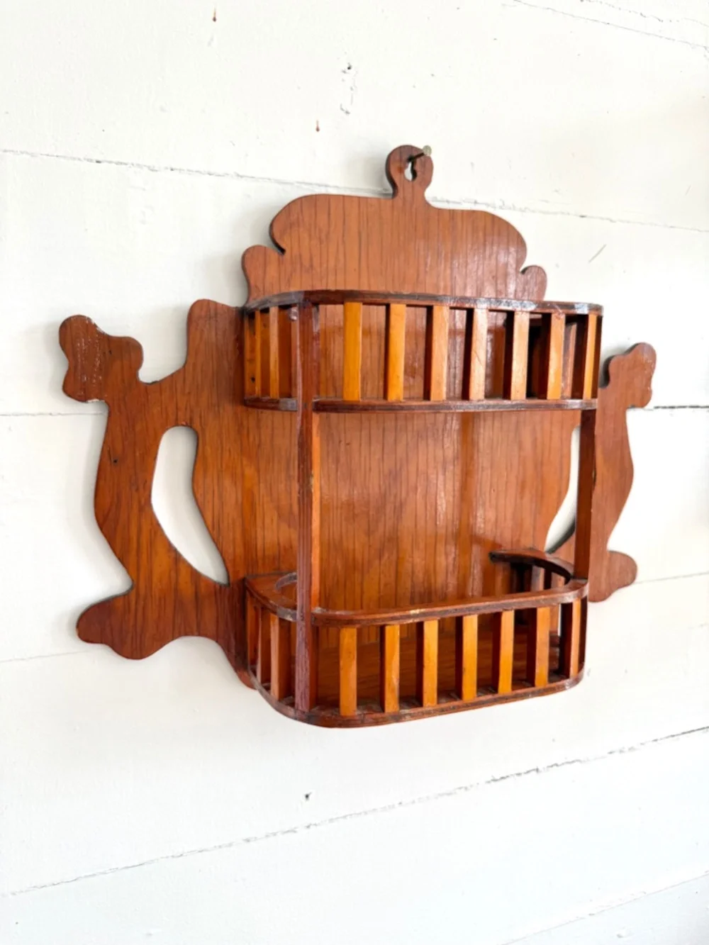MCM Wood Wall Shelf Vintage Folk Art Mid Century Decor